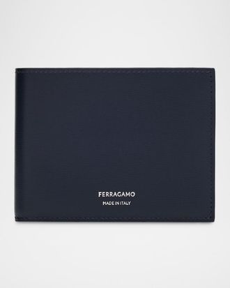 Ferragamo Mens Florence Palmellato Calfskin Bifold Wallet