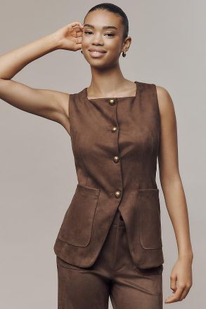 Maeve Faux-Suede Cutaway Vest Jacket