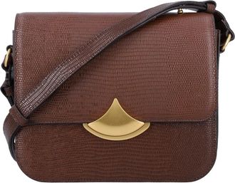 Sessun Leren box tas met hagedisprint - Dames - Schoudertassen - Bruin - ONE Size - Leer - Tassen