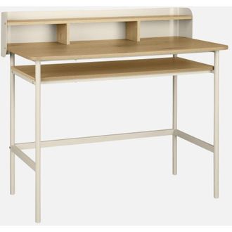 Sweeek Scrivania in metallo e legno con 3 vani