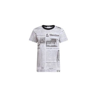 Moschino T-Shirts, unisex, Gray, Size: XS Printed Cotton Jersey T-Shirt