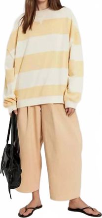 Free People Classic Striped Oversized Crewneck Top In Apricot Combo