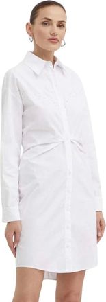 Pinko Pinko, Kleedjes, Dames, Wit, XS, Katoen, Eyelet-detail Katoenen Jurk