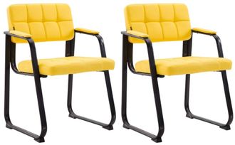 Clp Set de 2 sillas con patas de metal y asiento en Simil cuero Amarillo