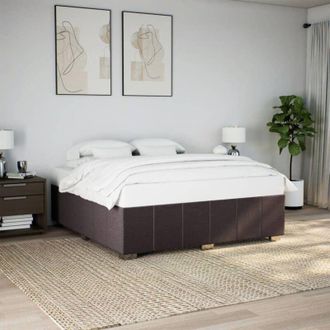vidaXL Cama Sin Colch&oacute;n Tela Marr&oacute;n Oscuro 200x200 Cm Vidaxl