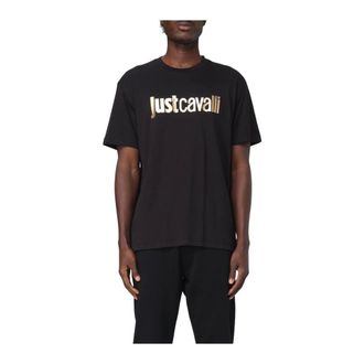 Just Cavalli T-Shirts, male, Black, Size: XL Logo T-Shirt