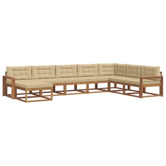 vidaXL Conjunto De Sof&aacute;s De Exterior Con Coj&iacute;n 8 Pcs Natural Y Beige Vidaxl