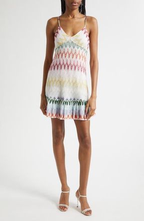 Missoni Metallic Zigzag Raschel Knit Minidress in Multicolor On White Base at Nordstrom, Size 12 Us