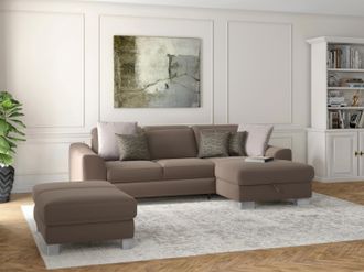 Sit&more Ecksofa »Dundee L-Form« mit Federkern und Edelstahlfüssen, wahlweise mit Kopfteilverstellung