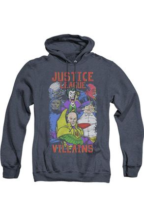 Gildan Justice League of America Villians Adult Heather Hoodie / Hooded Sweatshirt