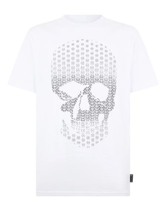 Philipp Plein Round Neck T-Shirt Skull Strass Skull Strass