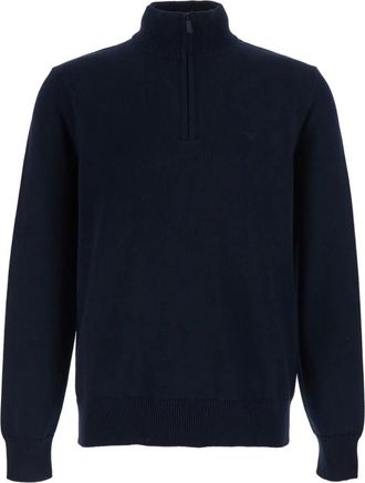 Emporio Armani Half Zip Sweater - Heren - Coltruien - Blauw - L - Katoen - Truien & Vesten