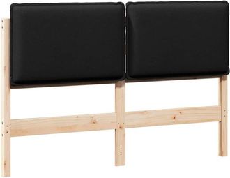vidaXL Upholstered Headboard Natural and Black 140 cm Solid Pine Wood vidaXL