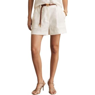 Reiss Ashby Linen Shorts in White at Nordstrom, Size 10 Us