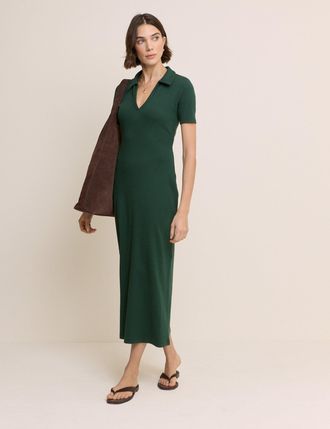 Nobody's Child Green Clarey Polo Jersey Midi Dress