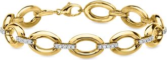 Ross-Simons Lab-Grown Diamond Oval-Link Bracelet in 18kt Gold Over Sterling