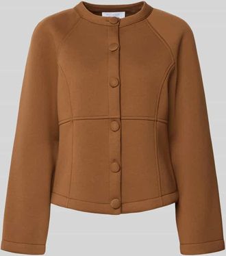 Rich & Royal Jacke aus Viskose-Mix mit Rundhalsausschnitt in Cognac, Gr&ouml;&szlig;e XL