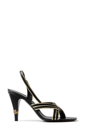 Versace Giana Nappa Sandal in Black Light Gold at Nordstrom, Size 10.5Us