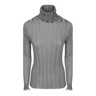 Fabiana Filippi Turtlenecks, female, Gray, 3XS, Ribbed Turtleneck With Lurex