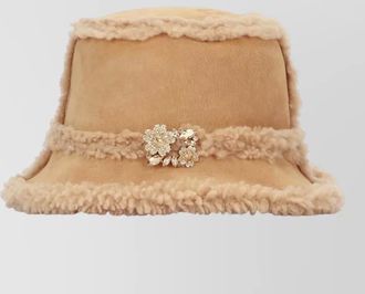 Roger Vivier bucket hat embellished detail faux fur trim