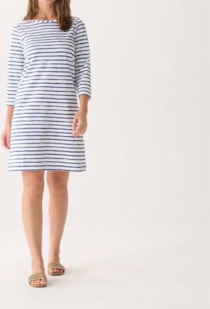 Hatley Bateau 3/4 Sleeve Summer Dress In Watercolor Stripes