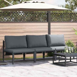 vidaXL Muebles De Exterior 3 Pieza Antracita 80 X 80 X 71 Cm Acero Vidaxl