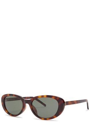 Saint Laurent Rounded Cat-eye Sunglasses - Brown Havana - One Size