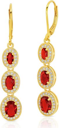 MAX + STONE 925 Sterling Silver with 18k Gold Overlay Oval Dangle Drop Earrings