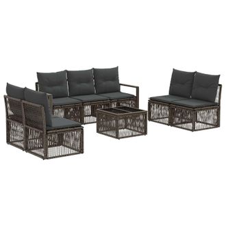 vidaXL Conjunto De Sof&aacute;s De Jard&iacute;n 8 Pcs Gris Rat&aacute;n Sint&eacute;tico Vidaxl
