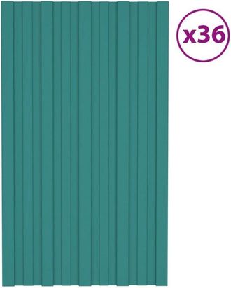 vidaXL Panel Para Tejado Acero Galvanizado Verde 36 Unidades 80x45 Cm Vidaxl