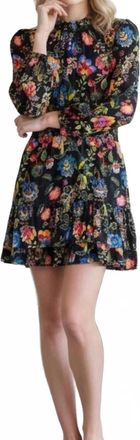 Adrianna Papell Floral Long Sleeve Dress In Black Multicolor