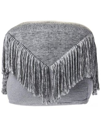 LR Home Lr Home Amelia Grey Distressed Wool Blend Ottoman Pouf