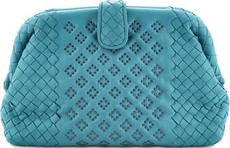 Bottega Veneta Lauren 1980 Studded Leather with Intrecciato Detail clutch bag - Blauw