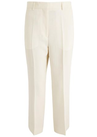 Toteme Cropped Straight-leg Woven Trousers - Off White - 36 (UK8 / S)