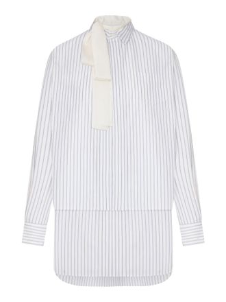 sacai STRIPED SHIRT DRESS WITH INTEGRATED SCARF - Sacai - Woman