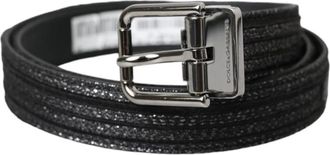 Dolce & Gabbana Glitter Leren Riem - Heren - Riemen - Zwart - ONE Size - Leer - Accessoires