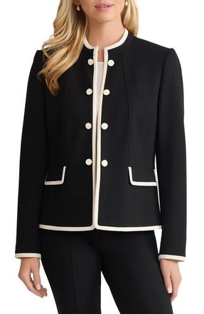 Jones New York Open Front Military Jacket in Jones Black/Jones White at Nordstrom, Size X-Small