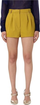 Elisabetta Franchi Korte Broeken, Dames, Geel, S, Polyester, Stijlvolle High Waist Shorts