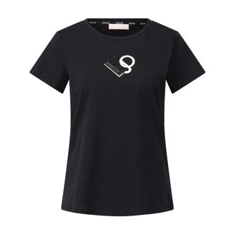 Liu Jo T-Shirts, female, Black, S, Logo Print T-Shirt with Glamour Touch