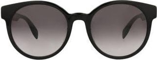 Alexander McQueen 55mm Core Round Sunglasses in Black Black Grey at Nordstrom Rack