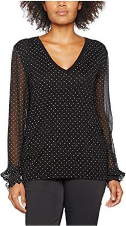Twinset Polkadot longsleeve top - Dames - Blouses - Zwart - M - Katoen - Overhemden