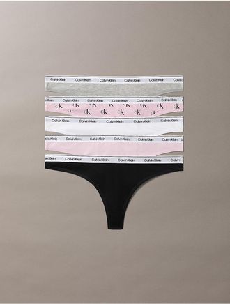 Calvin Klein Womens Icon Logo 5-Pack Thong - Multi - XL