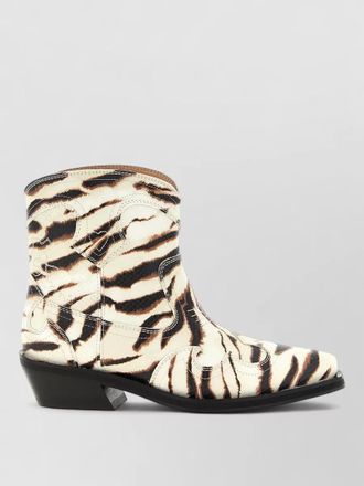 Ganni western ankle boots pointed toe block heel