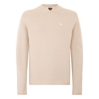Emporio Armani Round-neck Knitwear, male, Beige, Size: XL Cotton Sweater