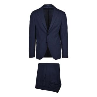 Paoloni Single Breasted Suits, male, Blue, Size: L Single-breasted Suit