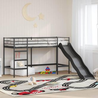 Berkfield Home KidsLoft Bed Frame with Slide Black & Anthracite