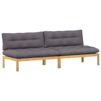 vidaXL Unidad Sof&aacute; Medio Acacia Claro Y Gris Oscuro 240 X 80 X 82 Cm Vidaxl