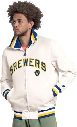 Starter Mens Starter White Milwaukee Brewers The Captain Cooperstown Logo Full-Zip Varsity Jacket at Nordstrom, Size X-Large