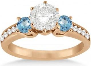 Allurez Three-Stone Blue Topaz & Diamond Engagement Ring 14k Y. Gold (0.45ct)