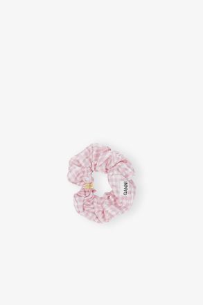 Ganni Pink Gingham Scrunchie